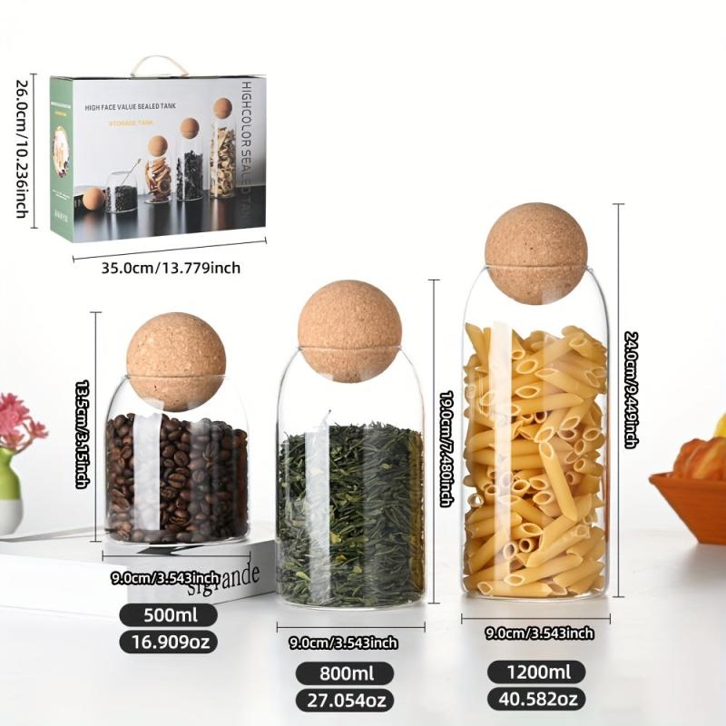 Glass Food Storage Jars with Wood Lid Set