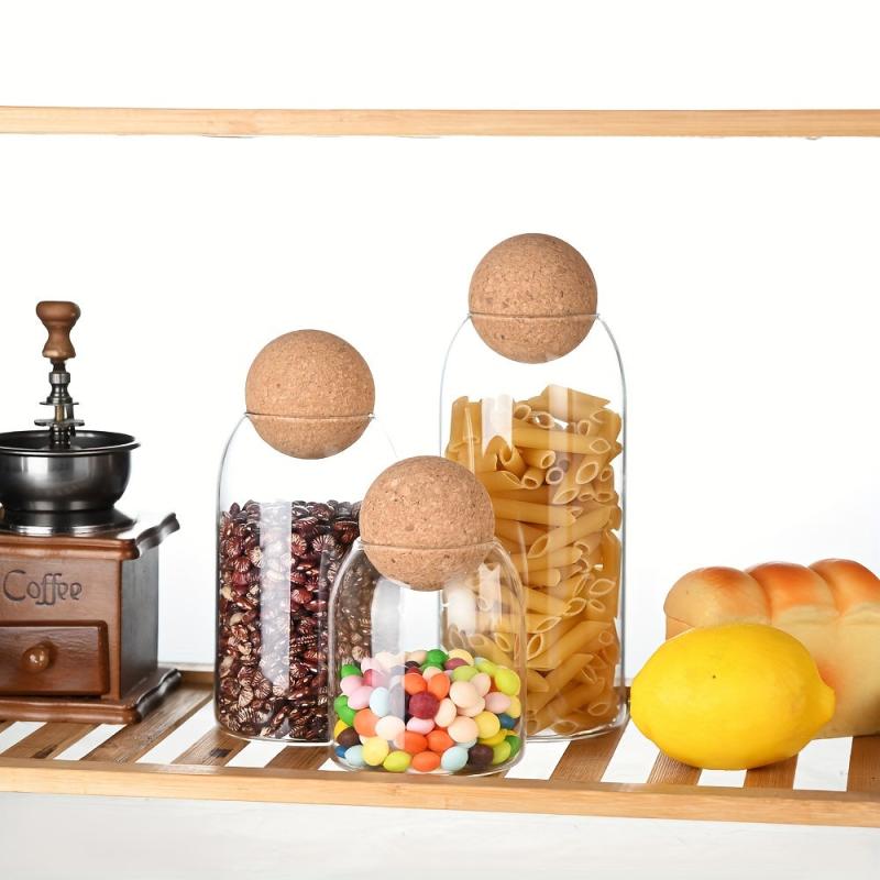 Glass Food Storage Jars with Wood Lid Set
