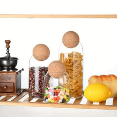 Glass Food Storage Jars with Wood Lid Set
