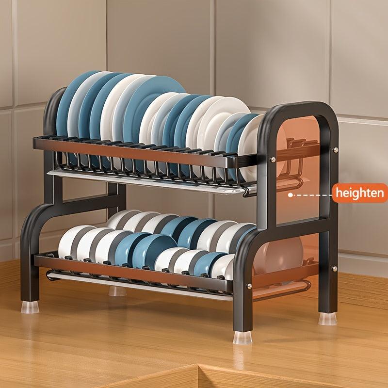 2-Layer Dish Drying Rack with Tray & Cutlery Holder