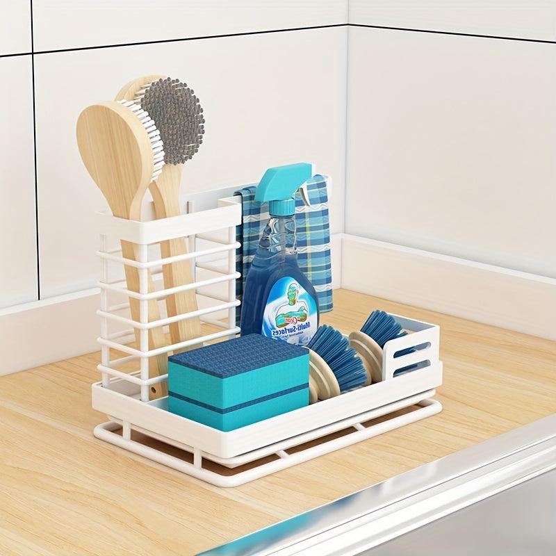 3 In 1 Sponge Holder Matte Kitchen Countertop Organizer Rack