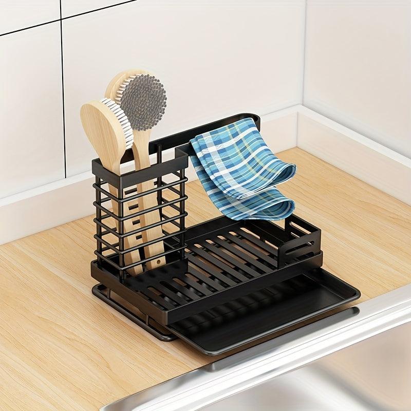 3 In 1 Sponge Holder Matte Kitchen Countertop Organizer Rack