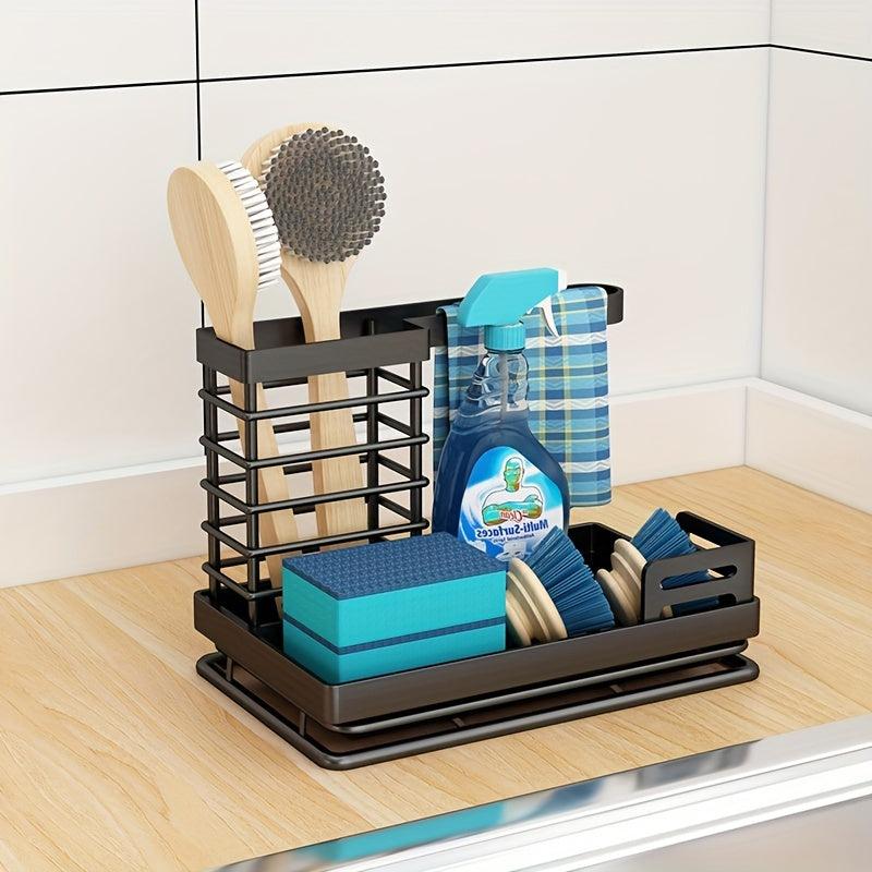 3 In 1 Sponge Holder Matte Kitchen Countertop Organizer Rack