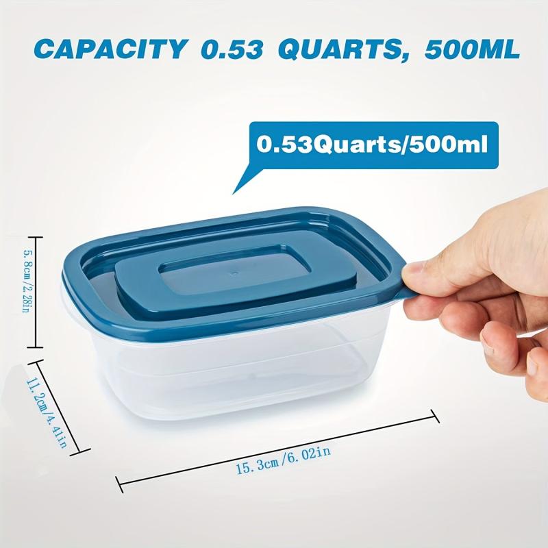 10pcs Rectangular Plastic Partial Boxes Set With Lids 0.53 Quarts