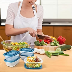 10pcs Rectangular Plastic Partial Boxes Set With Lids 0.53 Quarts