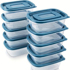 10pcs Rectangular Plastic Partial Boxes Set With Lids 0.53 Quarts