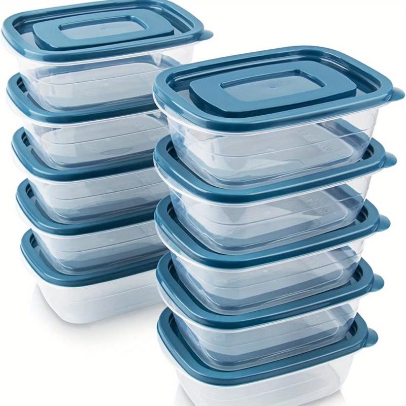 10pcs Rectangular Plastic Partial Boxes Set With Lids 0.53 Quarts