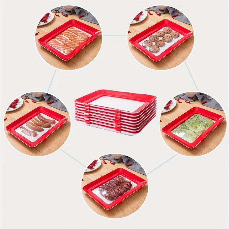 1pc Food Plastic Preservation Tray Stackable Food Tray Reusable