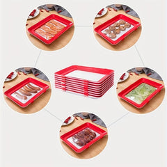 1pc Food Plastic Preservation Tray Stackable Food Tray Reusable
