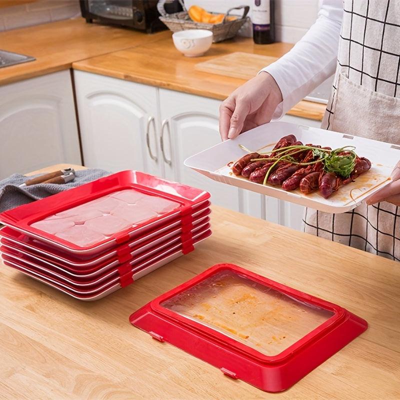 1pc Food Plastic Preservation Tray Stackable Food Tray Reusable