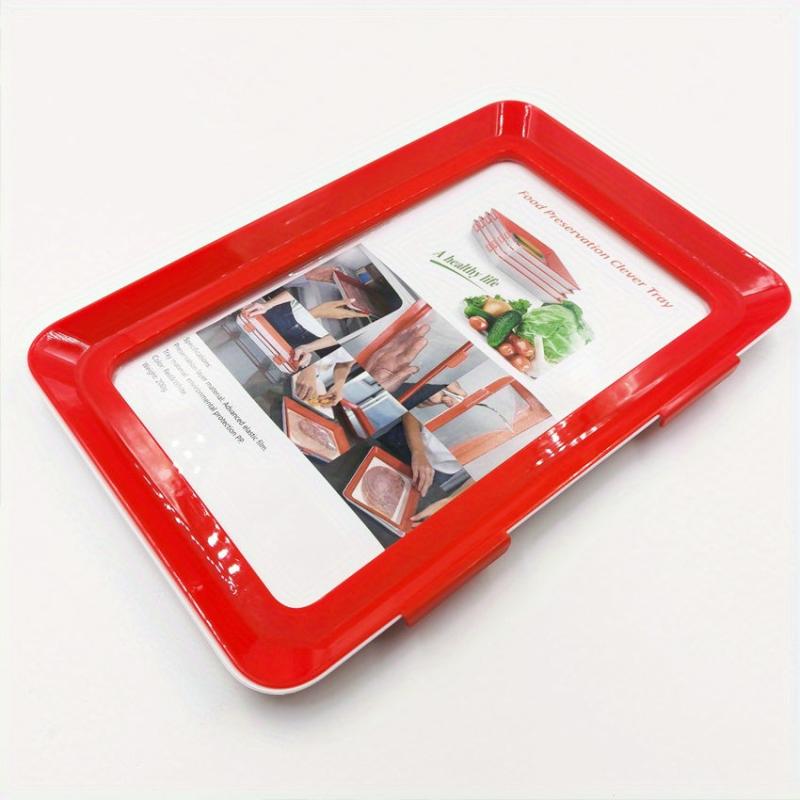 1pc Food Plastic Preservation Tray Stackable Food Tray Reusable