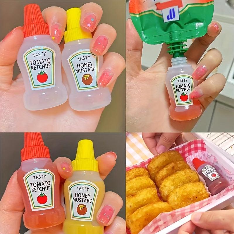 2pcs Portable Ketchup & Dressing Bottles for Lunch Boxes