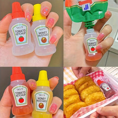 2pcs Portable Ketchup & Dressing Bottles for Lunch Boxes