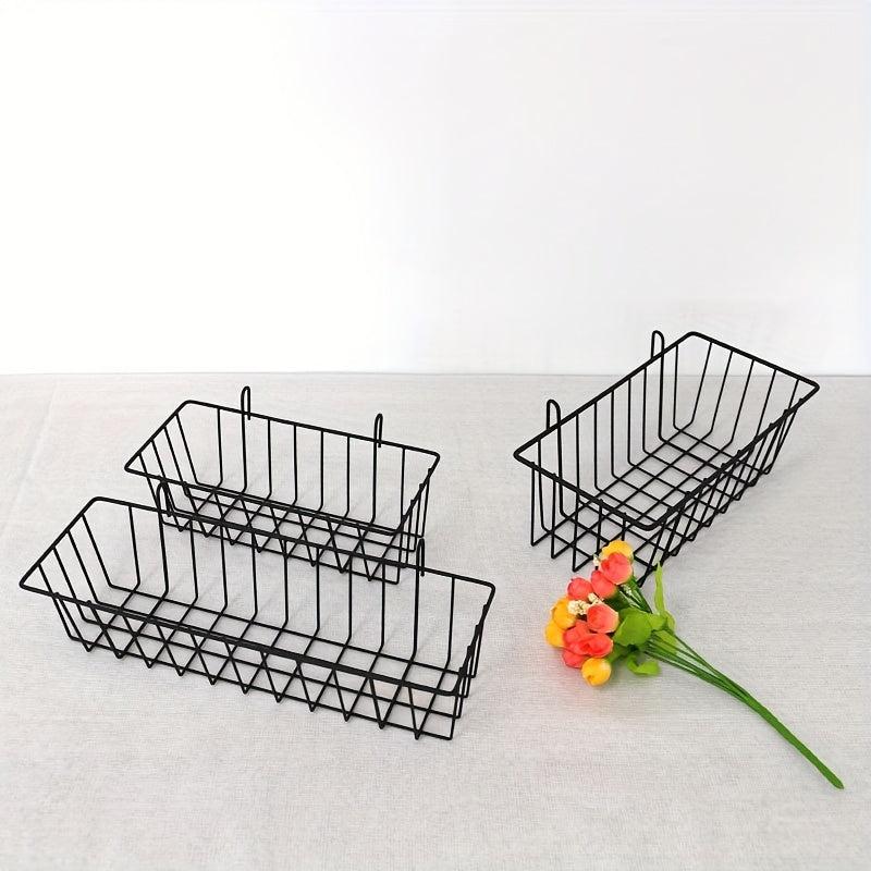 Boho Iron Hanging Basket Storage Organizer Wall Mount Wire Rack Bathroom Display