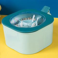 1pc Round Grid Seasoning Box with Spoons