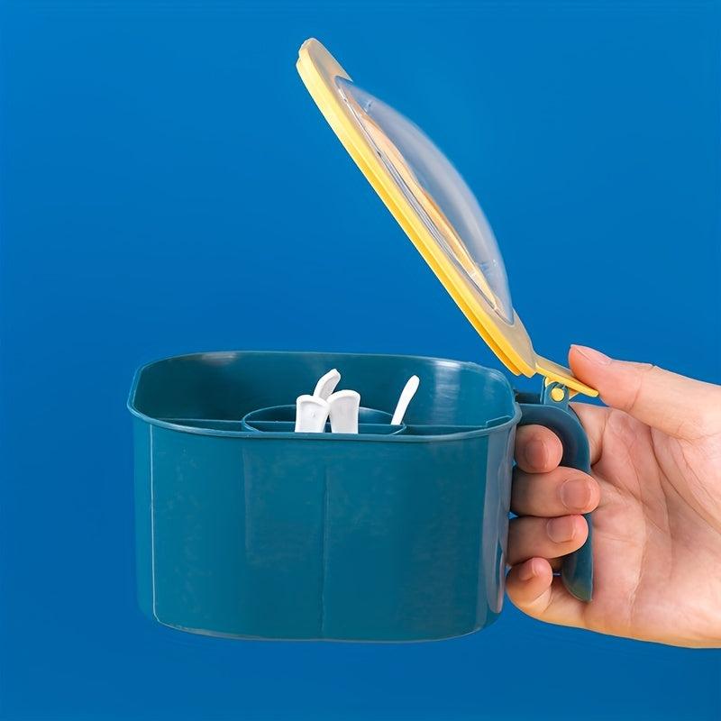 1pc Round Grid Seasoning Box with Spoons