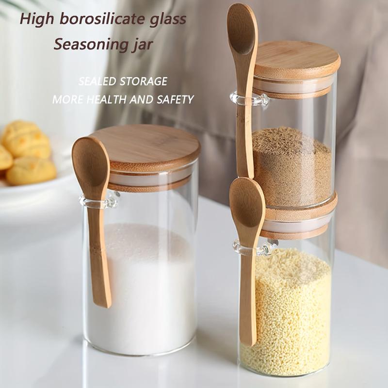 Glass Jars With Bamboo Lids For Food Storage