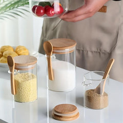 Glass Jars With Bamboo Lids For Food Storage