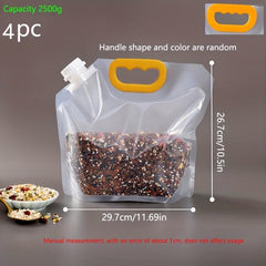 4pcs Transparent Cereal Food Storage Bags Leak-proof