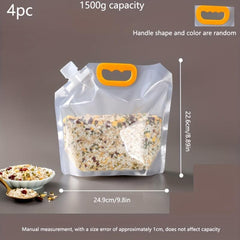 4pcs Transparent Cereal Food Storage Bags Leak-proof