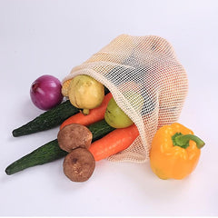 Reusable Cotton Mesh Vegetable Bag with Drawstring