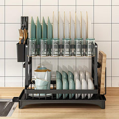 Double Layer Dish Rack for Bowls Plates Cups & More