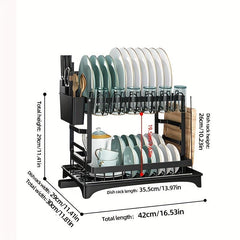Double Layer Dish Rack for Bowls Plates Cups & More