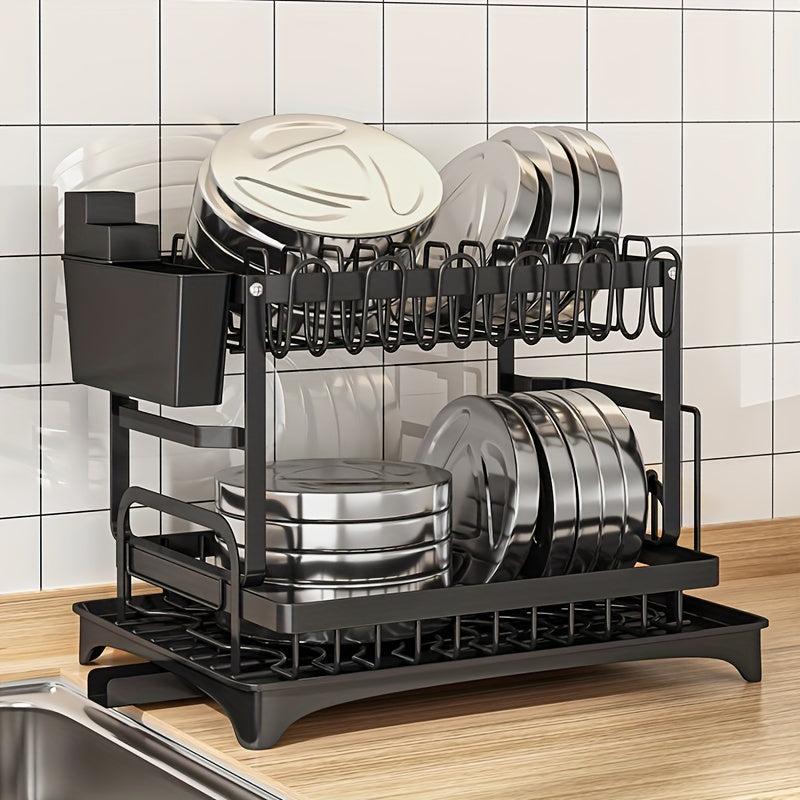 Double Layer Dish Rack for Bowls Plates Cups & More