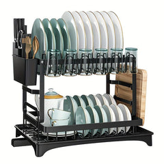 Double Layer Dish Rack for Bowls Plates Cups & More