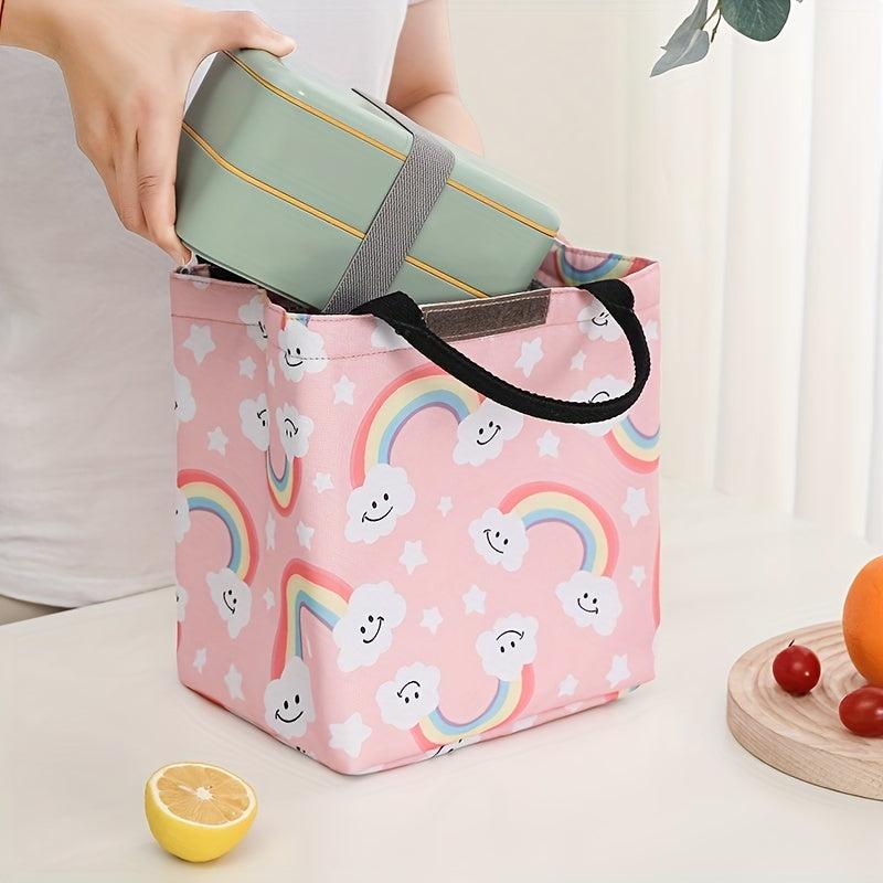 Cartoon Print Insulated Lunch Bag for Office School Picnic - Aluminum Lining