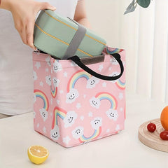 Cartoon Print Insulated Lunch Bag for Office School Picnic - Aluminum Lining