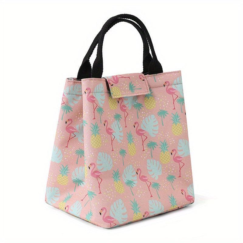 Cartoon Print Insulated Lunch Bag for Office School Picnic - Aluminum Lining