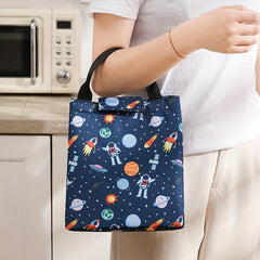 Cartoon Print Insulated Lunch Bag for Office School Picnic - Aluminum Lining