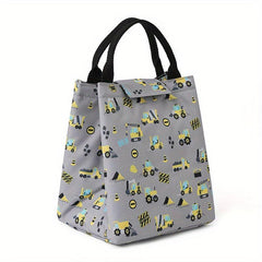 Cartoon Print Insulated Lunch Bag for Office School Picnic - Aluminum Lining