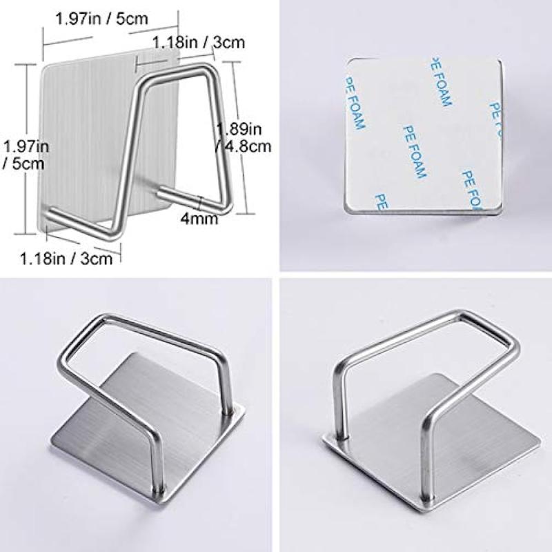 2pcs Adhesive Sponge Holders Sink Rack Stainless Steel Quick Dry