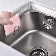 2pcs Adhesive Sponge Holders Sink Rack Stainless Steel Quick Dry