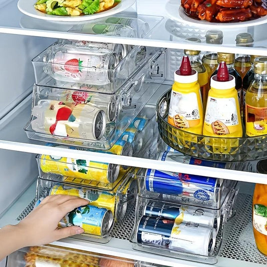 Folding 2 Layer Can Organizer For Refrigerator & Pantry