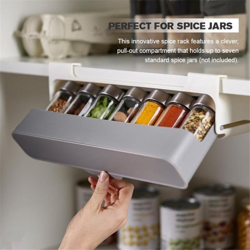 Wall Mounted Spice Organizer with Pull Out Drawer