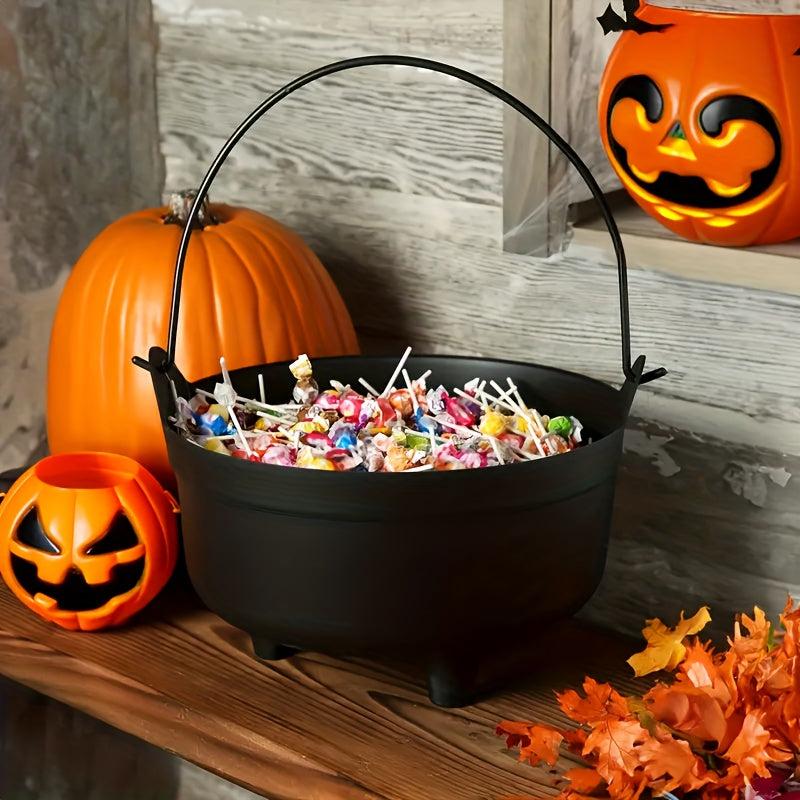 Halloween Witches Cauldron Plastic Candy Bowl Pot Party Decor