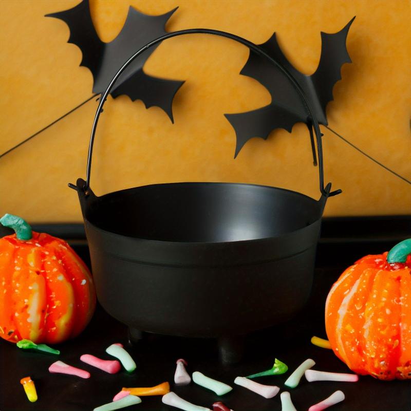 Halloween Witches Cauldron Plastic Candy Bowl Pot Party Decor