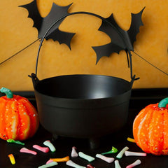 Halloween Witches Cauldron Plastic Candy Bowl Pot Party Decor