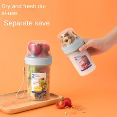 Portable Cereal Cup Double Layer Compartment Container Cup