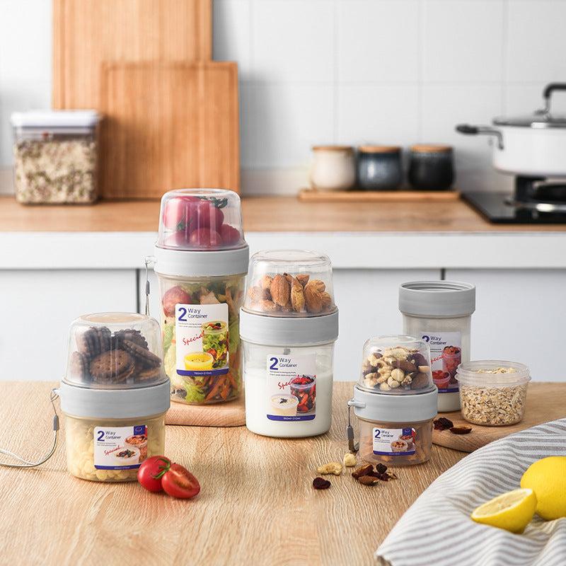 Portable Cereal Cup Double Layer Compartment Container Cup