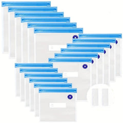 20pcs Reusable Vacuum Food Storage Bags - 3 Sizes, 2 Sealing Clips