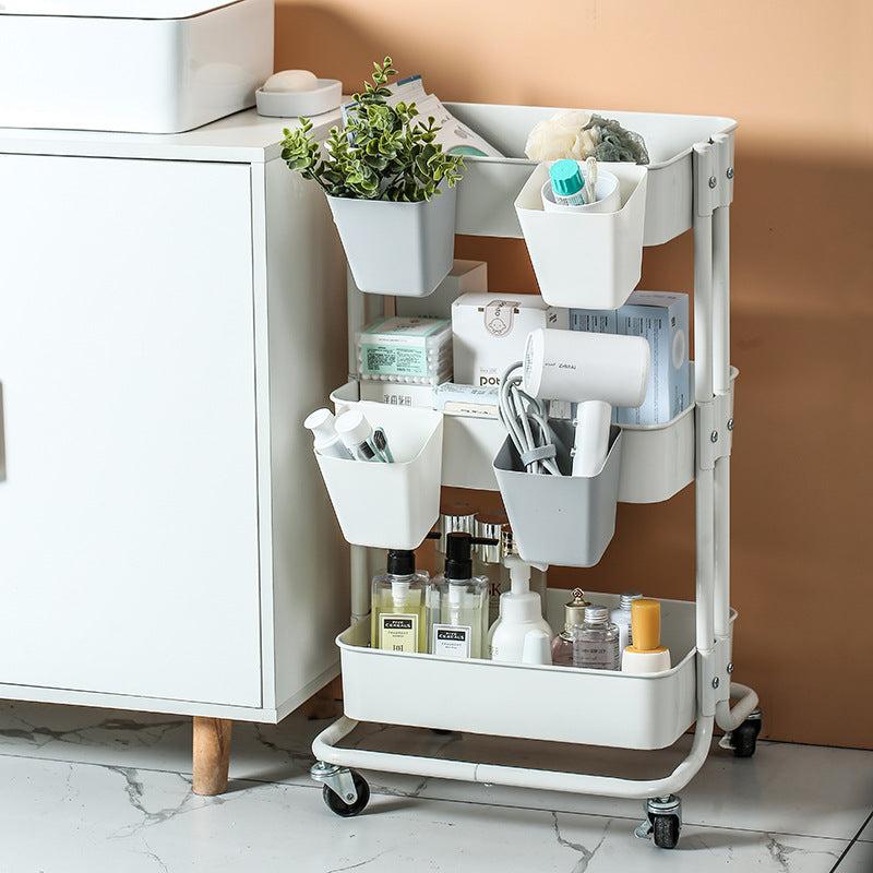 Portable Plastic Storage Basket for Kitchen and Bathroom