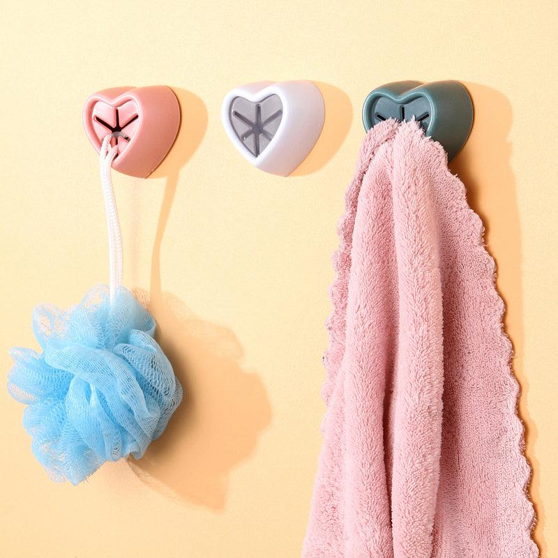 Heart Shaped Rag Hook Punch Dish Cloth Storage Rack No Drilling Required