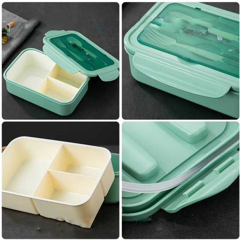 Adult Bento Box w/ Spoon & Fork Leak Proof 3 Compartment Lunch Box