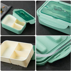 Adult Bento Box w/ Spoon & Fork Leak Proof 3 Compartment Lunch Box