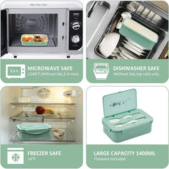 Adult Bento Box w/ Spoon & Fork Leak Proof 3 Compartment Lunch Box