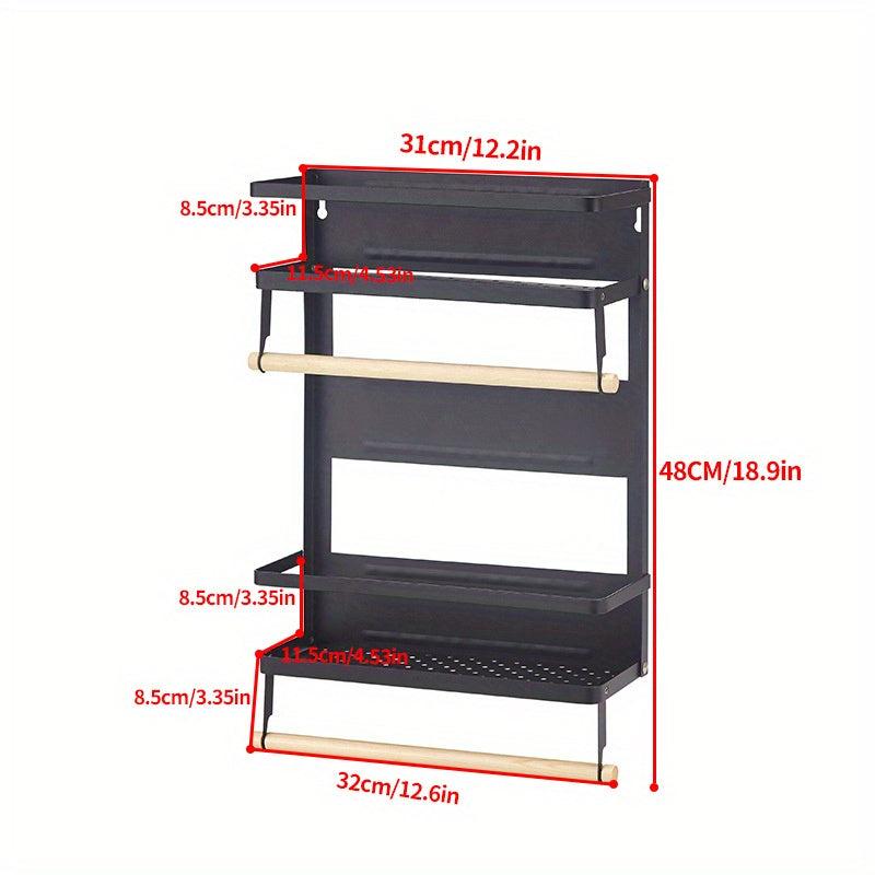 Foldable Spice Rack Magnet Refrigerator Rack Side Storage Rack